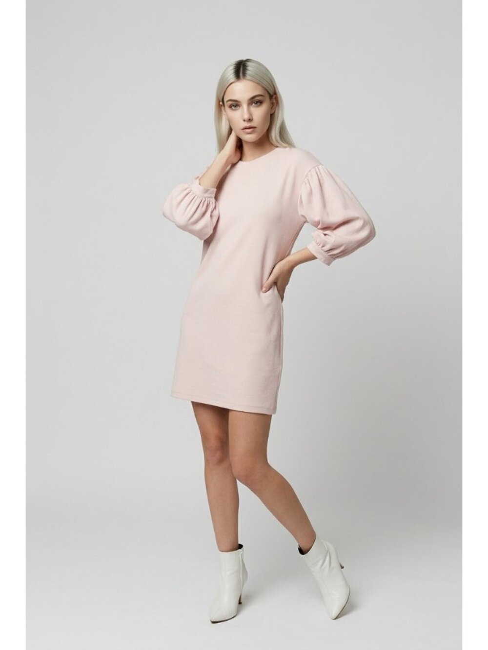 NWT Express Crew Neck Tie Sleeve Ponte Shift Dress Pink Sz S Womens